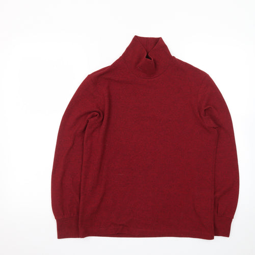 Uniqlo Women Red Wool Roll Neck Long Sleeve Knit Top M