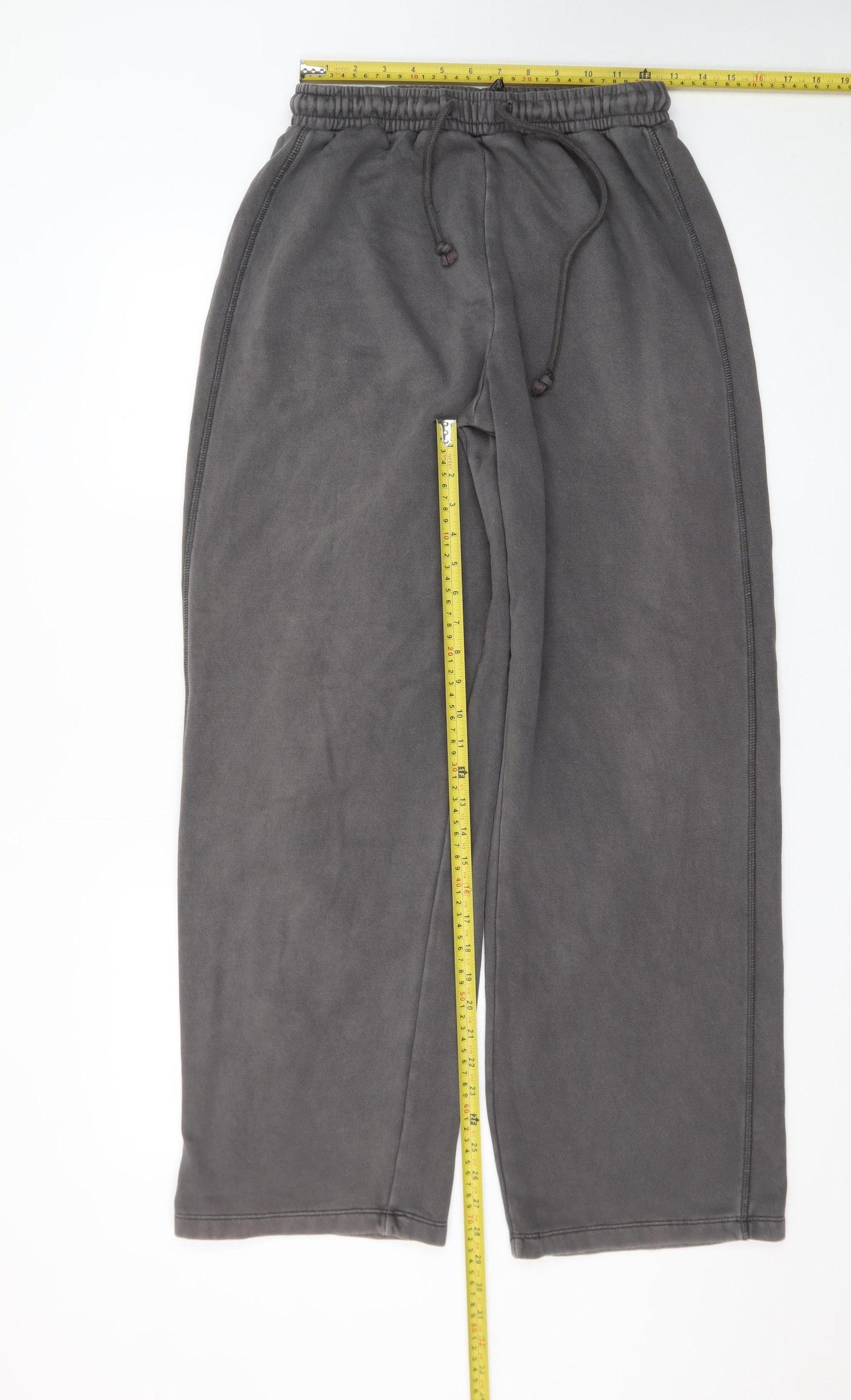 Zara Women Grey Fleece Sweatpants S Elastic Waist Comfort Fit