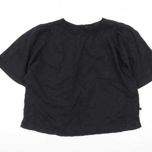 Superdry Women's Black Lyocell Short Sleeve Blouse Size 16
