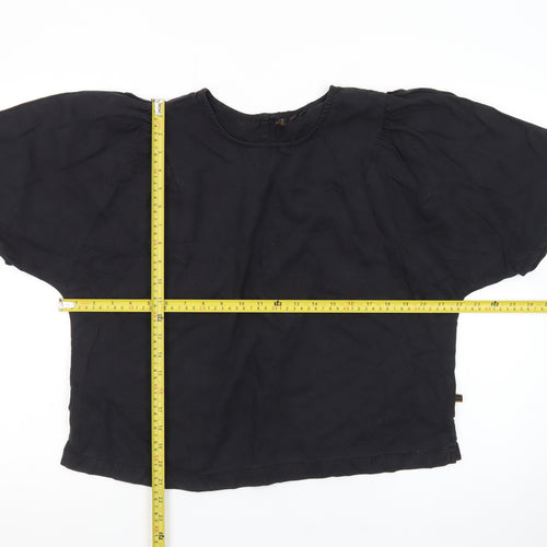Superdry Women's Black Lyocell Short Sleeve Blouse Size 16