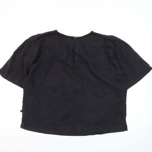 Superdry Women's Black Lyocell Short Sleeve Blouse Size 16
