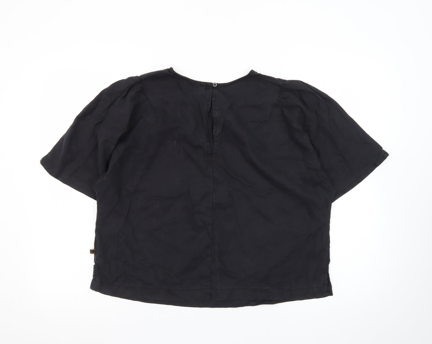 Superdry Women's Black Lyocell Short Sleeve Blouse Size 16