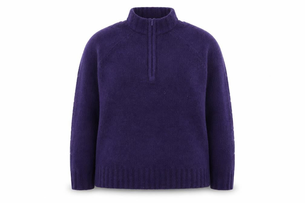 Front view of Peter Storm Women's Purple Fleece 1/4 Zip Pullover, size 16