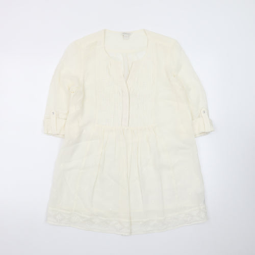 Monsoon Women Ivory 3/4 Sleeve Tunic Blouse Size 8