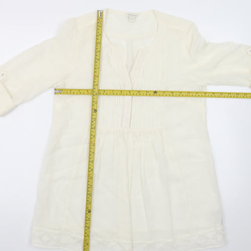 Monsoon Women Ivory 3/4 Sleeve Tunic Blouse Size 8