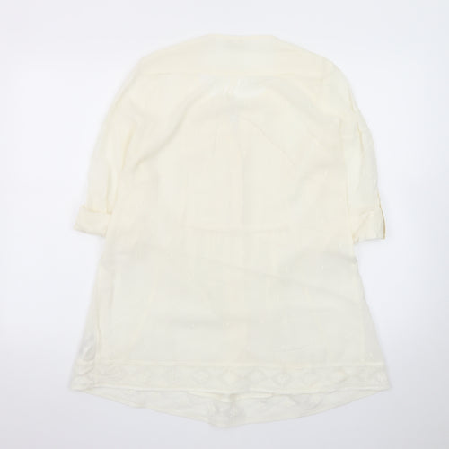 Monsoon Women Ivory 3/4 Sleeve Tunic Blouse Size 8