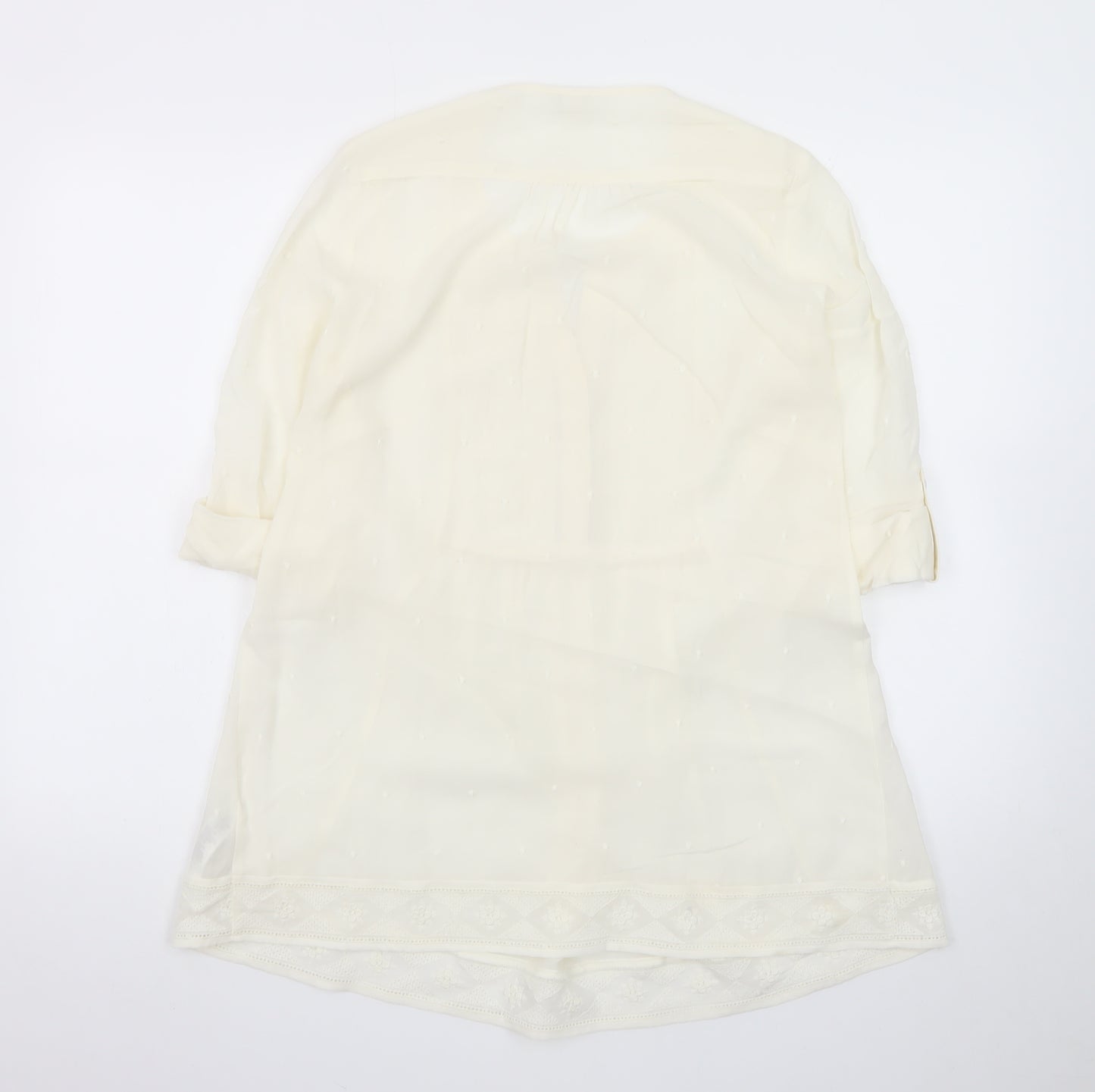Monsoon Women Ivory 3/4 Sleeve Tunic Blouse Size 8