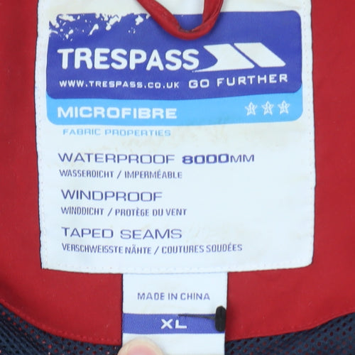Trespass Men's Red XL Waterproof Hooded Rain Jacket