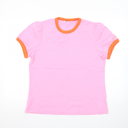 Joules Women’s Pink Orange Ringer Cotton T-Shirt UK 16