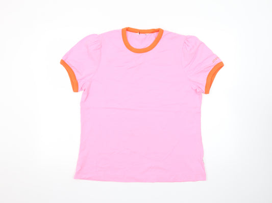 Joules Women’s Pink Orange Ringer Cotton T-Shirt UK 16
