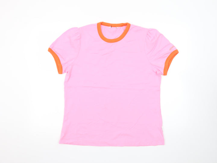 Joules Women’s Pink Orange Ringer Cotton T-Shirt UK 16