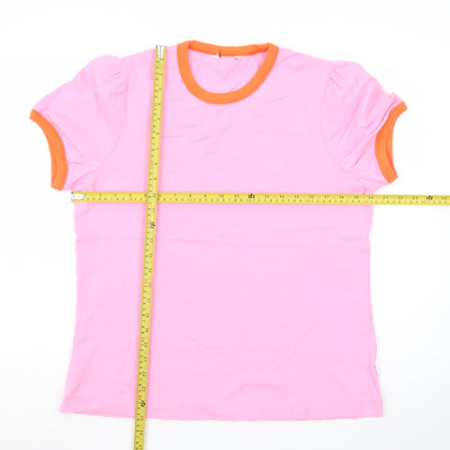 Joules Women’s Pink Orange Ringer Cotton T-Shirt UK 16
