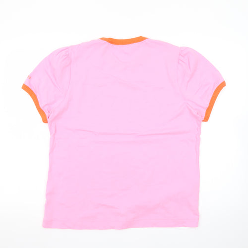 Joules Women’s Pink Orange Ringer Cotton T-Shirt UK 16