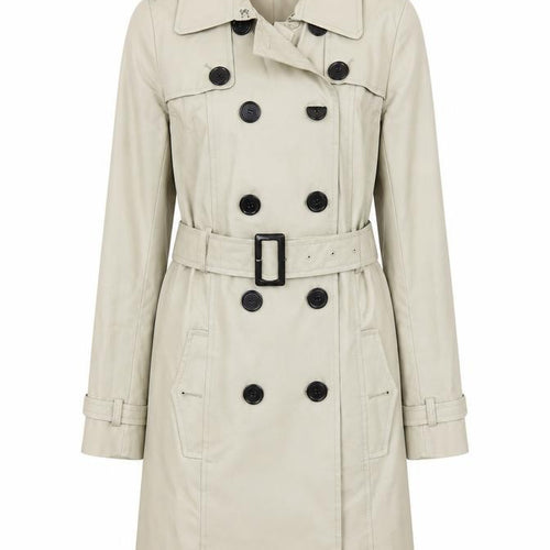 Laura Clement Womens Beige Trench Coat Size 6 Belted Classic Style