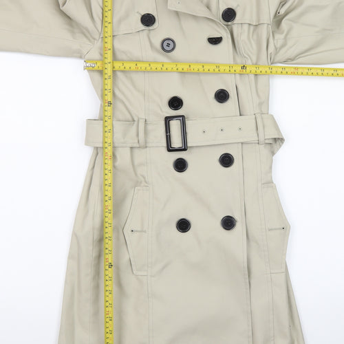 Laura Clement Womens Beige Trench Coat Size 6 Belted Classic Style