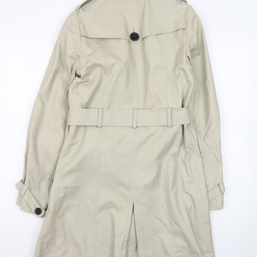 Laura Clement Womens Beige Trench Coat Size 6 Belted Classic Style