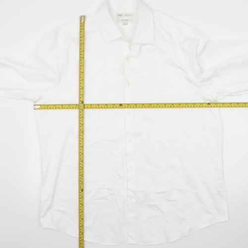 Marks and Spencer Men's White 2XL Regular Fit Cotton Long Sleeve Shirt