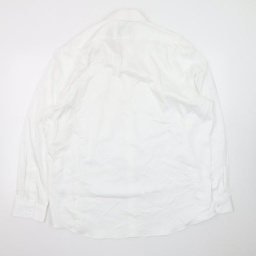 Marks and Spencer Men's White 2XL Regular Fit Cotton Long Sleeve Shirt