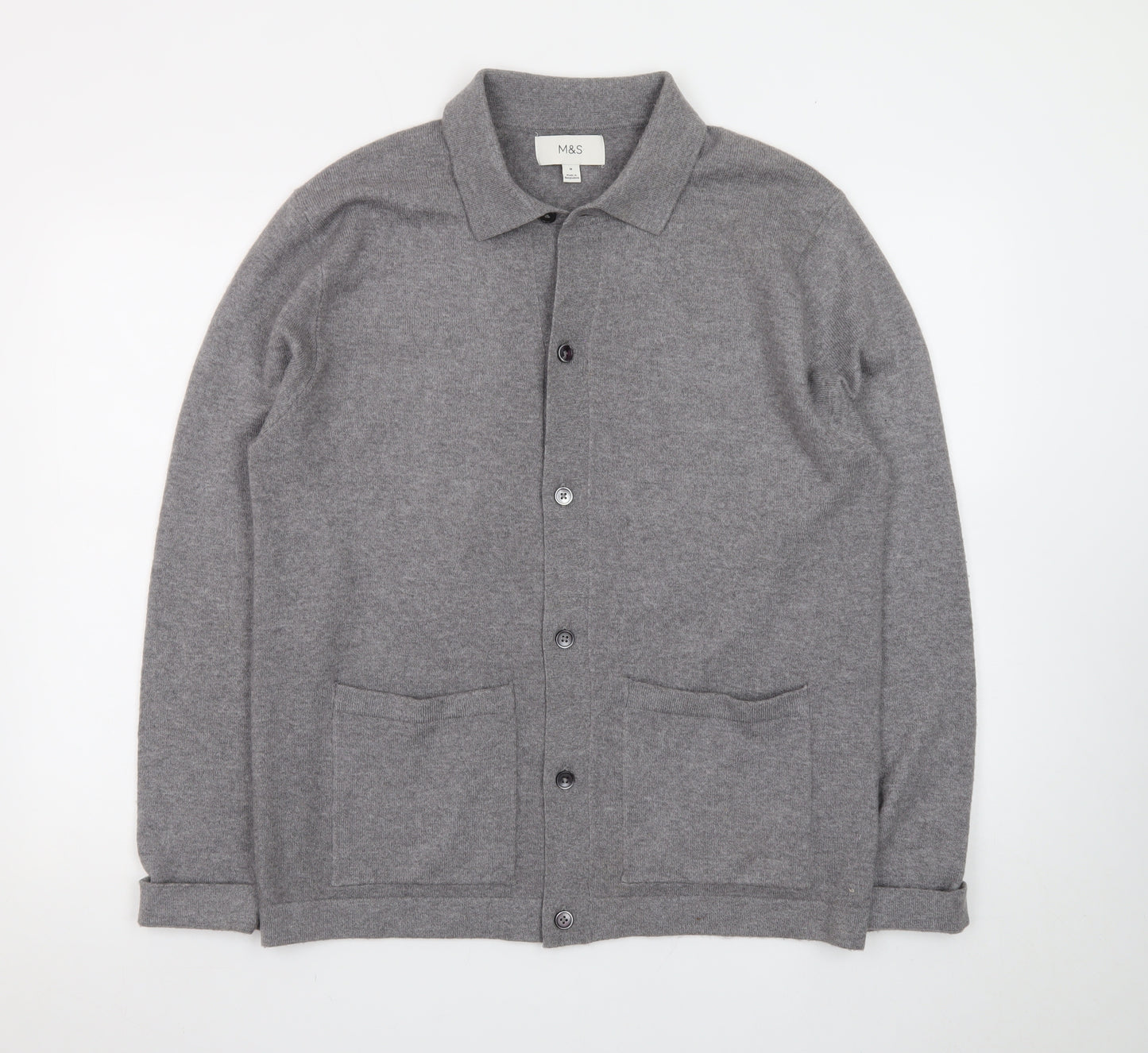 Marks and Spencer Men’s Grey Collared Button Cardigan M