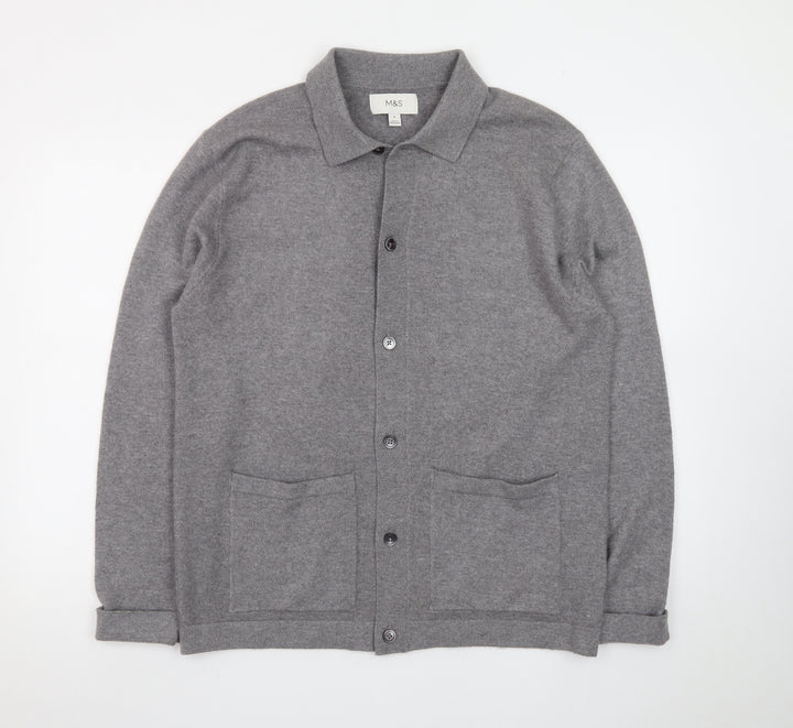 Marks and Spencer Men’s Grey Collared Button Cardigan M