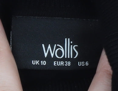 Wallis Women’s Black Roll Neck Button Detail Knit Jumper Size 10