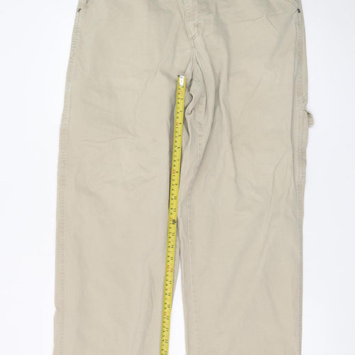 Wrangler Men's Beige Cargo Trousers Size 32x34 Cotton Relaxed Fit