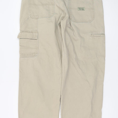 Wrangler Men's Beige Cargo Trousers Size 32x34 Cotton Relaxed Fit