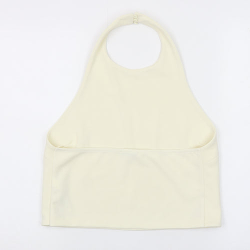 Zara Women Ivory Halter Camisole Stretch Jersey Tank Top Size L