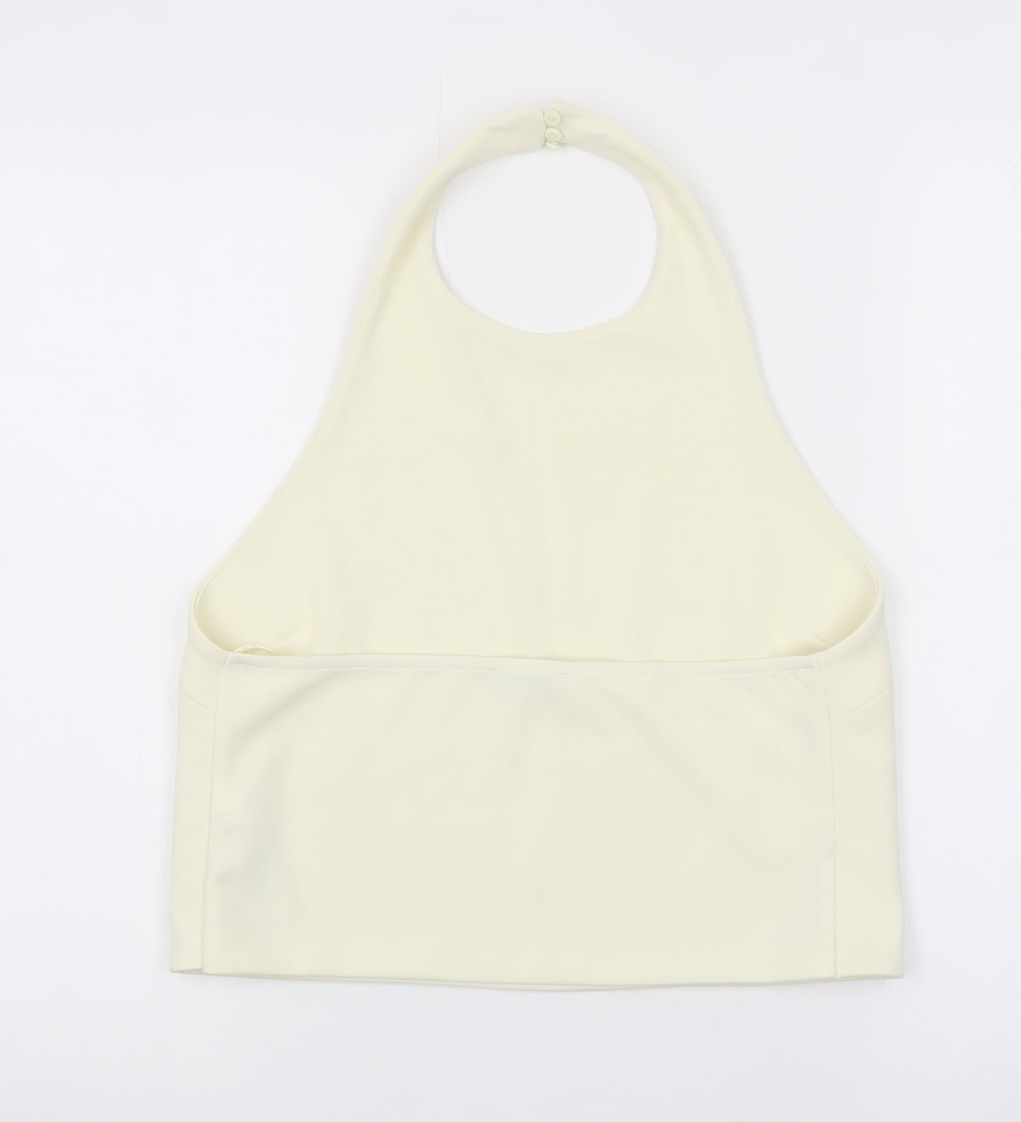 Zara Women Ivory Halter Camisole Stretch Jersey Tank Top Size L