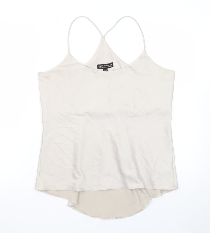 Lipsy London Women Beige Satin Camisole Top Size 14