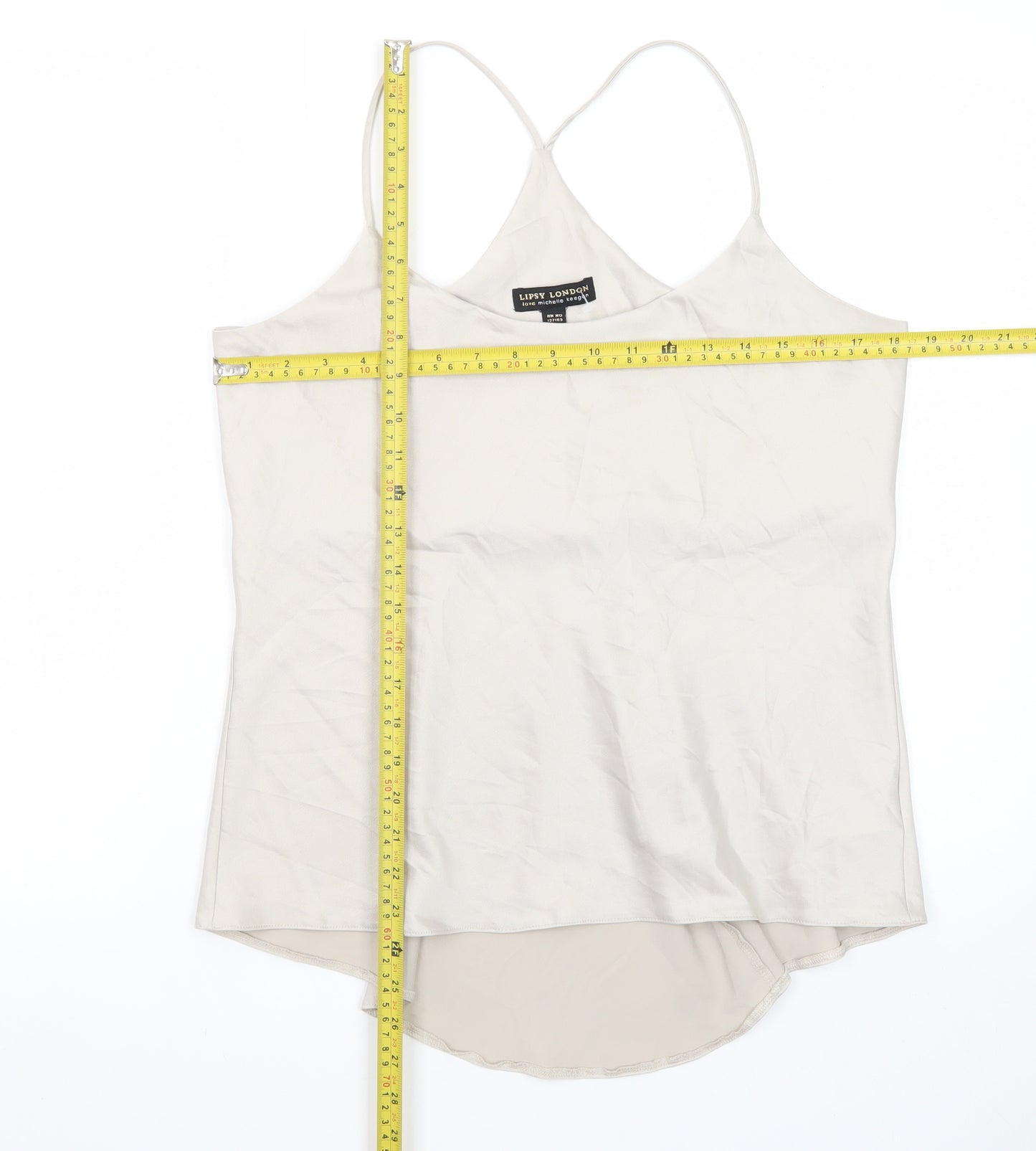 Lipsy London Women Beige Satin Camisole Top Size 14