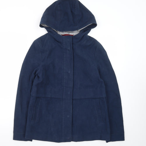 White Stuff Women's Blue Hooded Cotton Parka Jacket Size 8