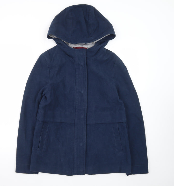White Stuff Women's Blue Hooded Cotton Parka Jacket Size 8