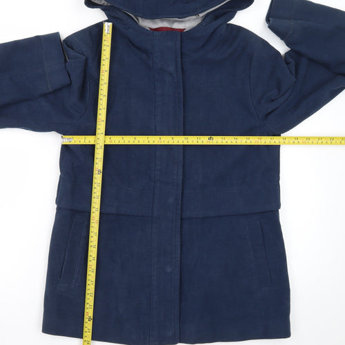 White Stuff Women's Blue Hooded Cotton Parka Jacket Size 8