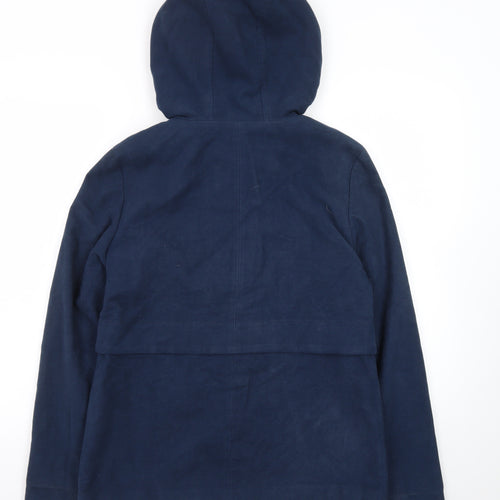 White Stuff Women's Blue Hooded Cotton Parka Jacket Size 8
