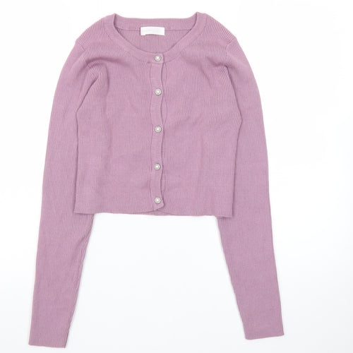 DearMyLove Women's Purple Cardigan M Slim Fit Lightweight Knit