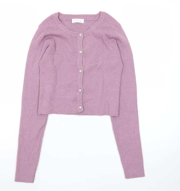 DearMyLove Women's Purple Cardigan M Slim Fit Lightweight Knit