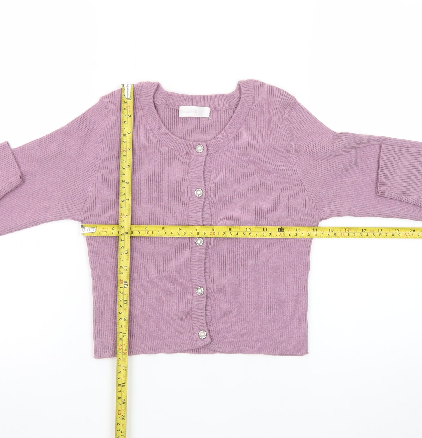 DearMyLove Women's Purple Cardigan M Slim Fit Lightweight Knit