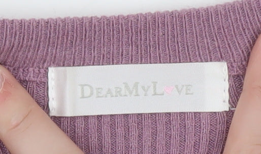 DearMyLove Women's Purple Cardigan M Slim Fit Lightweight Knit