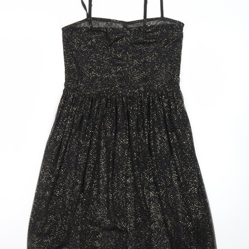 H&M Divided Women's Black Glitter Fit & Flare Dress Size 10