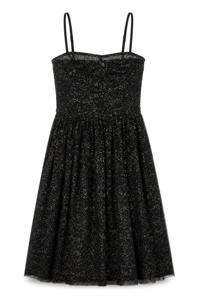 H&M Divided Women's Black Glitter Fit & Flare Dress Size 10