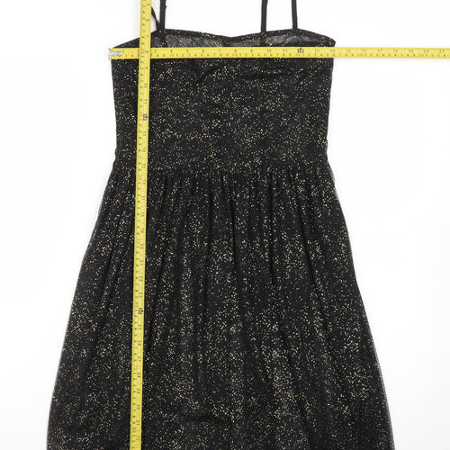 H&M Divided Women's Black Glitter Fit & Flare Dress Size 10