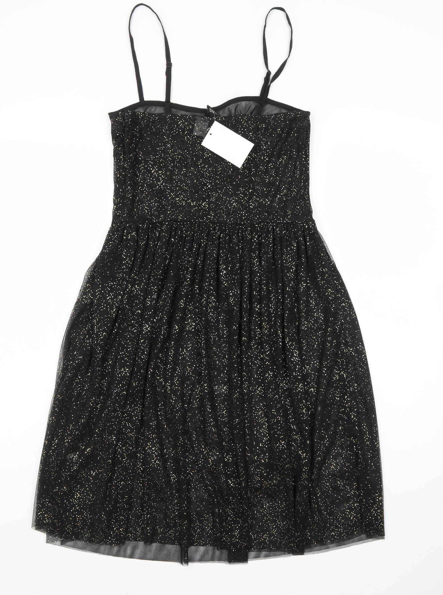 H&M Divided Women's Black Glitter Fit & Flare Dress Size 10