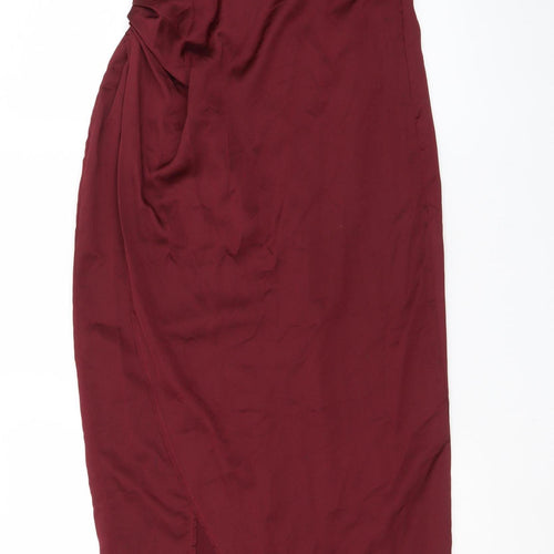 PrettyLittleThing Women’s Red Satin Midi Slip Dress Size 8