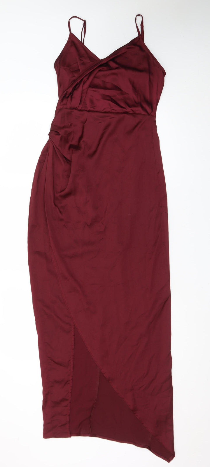 PrettyLittleThing Women’s Red Satin Midi Slip Dress Size 8