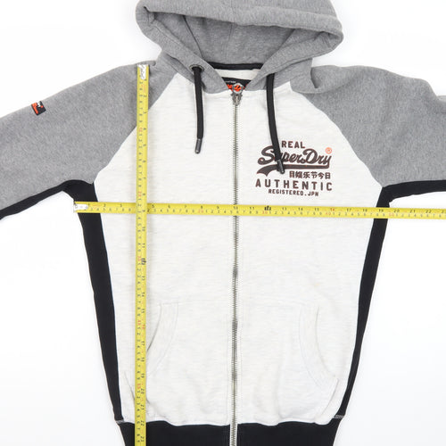 Superdry Men's Grey Full Zip Hoodie S Logo Fleece Classic Style
