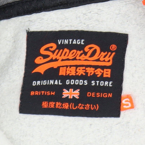 Superdry Men's Grey Full Zip Hoodie S Logo Fleece Classic Style