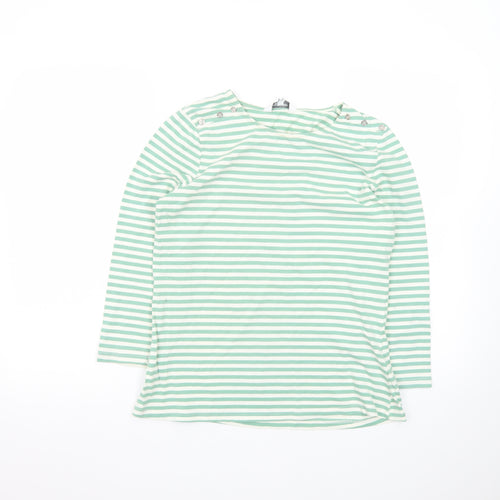 Principles Petite Women's Green Striped 3/4 Sleeve Cotton T-Shirt Size 12