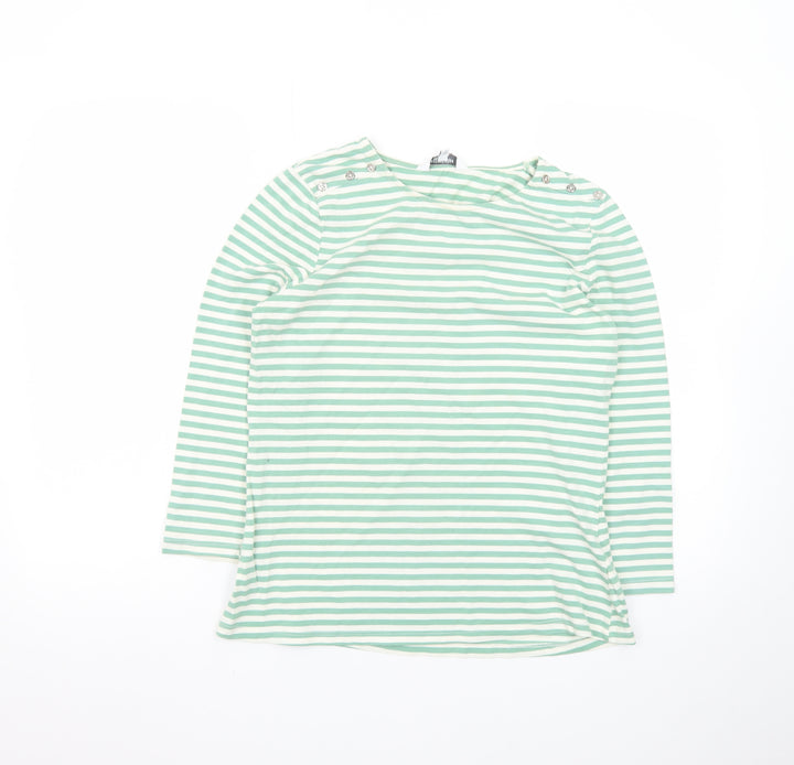 Principles Petite Women's Green Striped 3/4 Sleeve Cotton T-Shirt Size 12