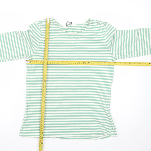 Principles Petite Women's Green Striped 3/4 Sleeve Cotton T-Shirt Size 12